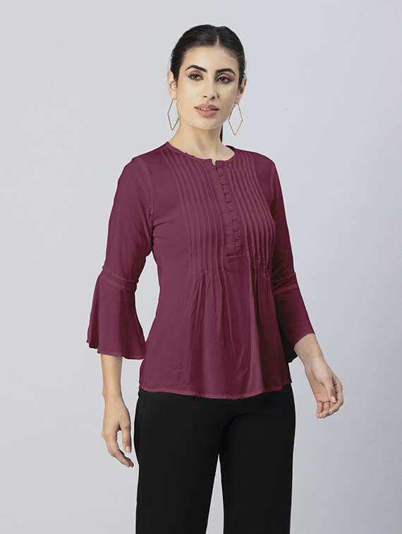 women's a line round neck top - 20288144 -  Standard Image - 1