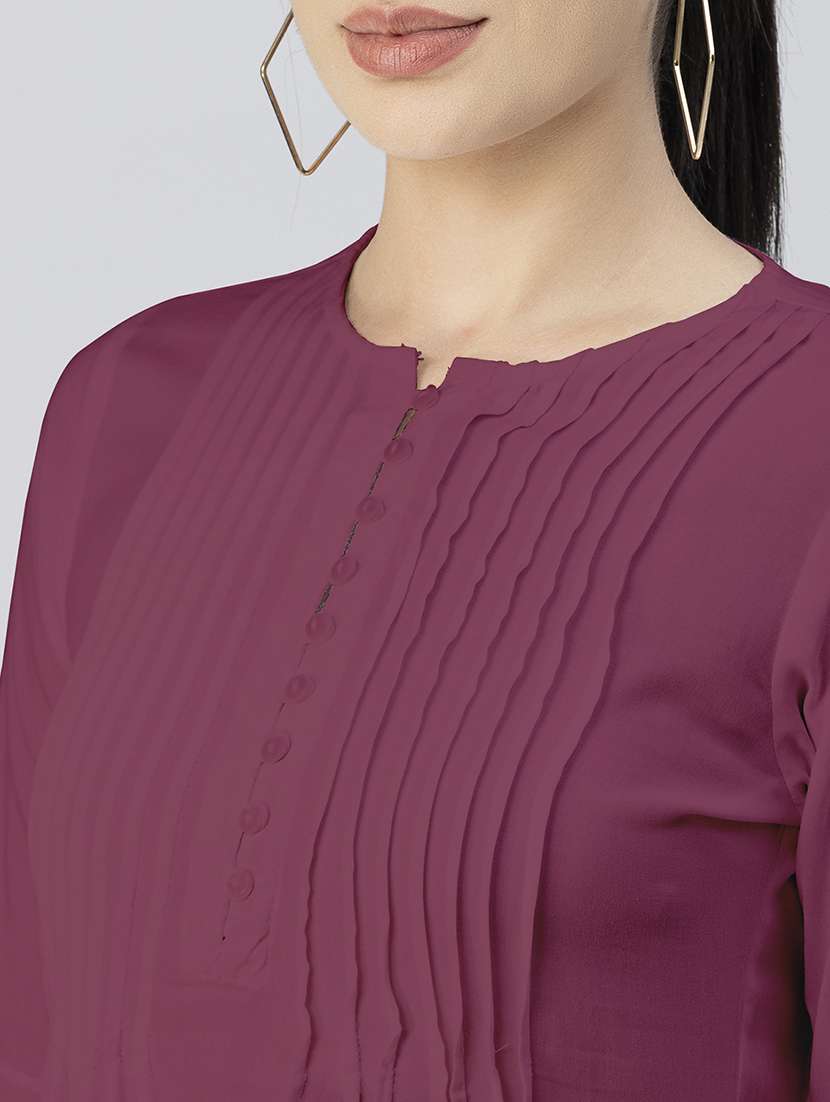 women's a line round neck top - 20288144 -  Standard Image - 4