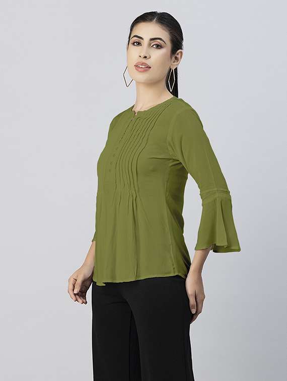 women's a line round neck top - 20288147 - Standard Image - 1