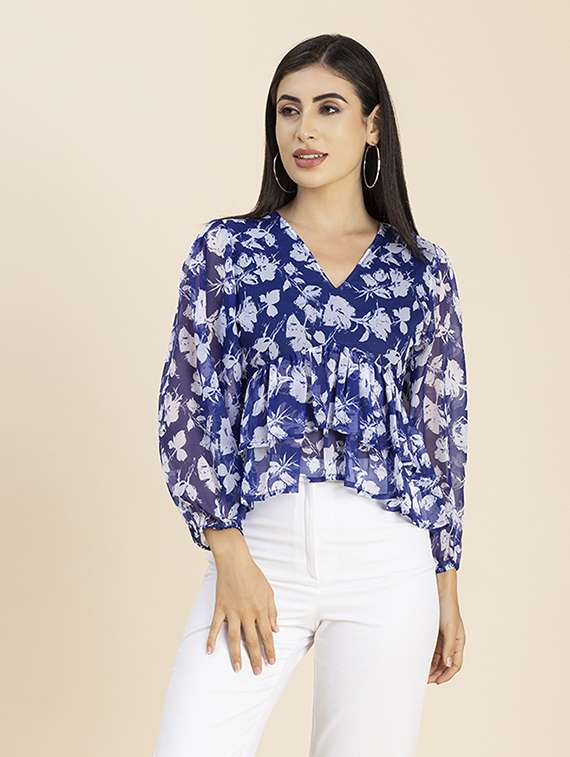 women's peplum v neck top