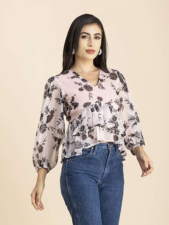 women's layered v neck top - 20288149 -  Standard Image - 1