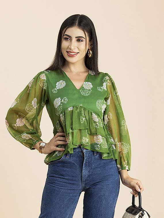 women's layered v neck top - 20288150 -  Standard Image - 1