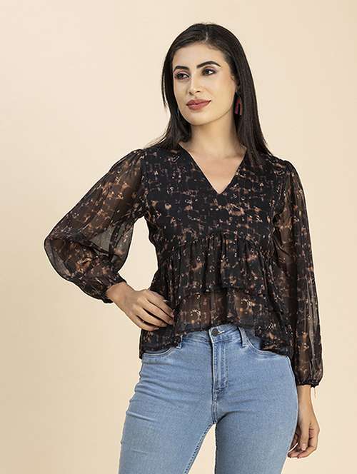 women's a line v neck top - 20288152 -  Standard Image - 0