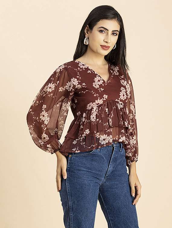 women's crop v neck top - 20288153 -  Standard Image - 1
