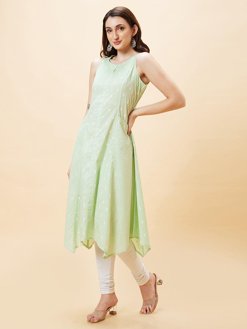 women green cotton asymmetric kurta - 20288165 - Standard Image - 1