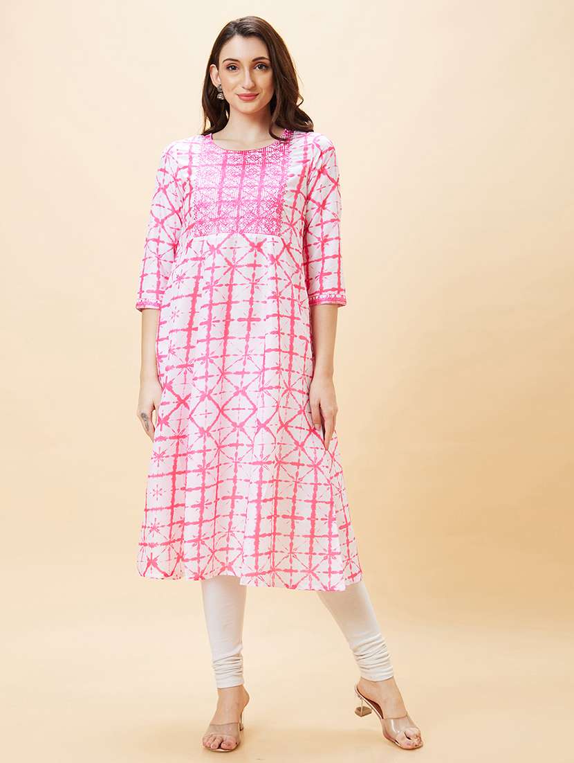 women white polyester a-line kurta
