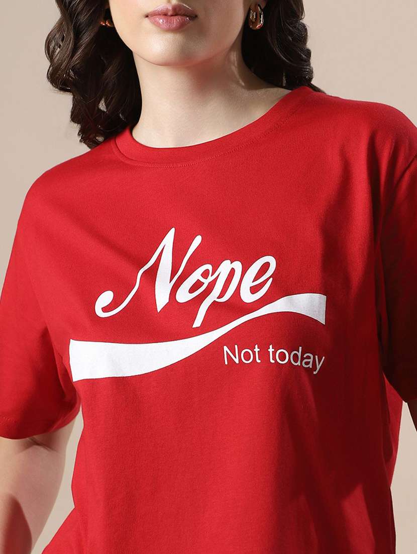 globus women red drop shoulder graphic printed oversized trendy crop t-shirt - 20288193 -  Standard Image - 4