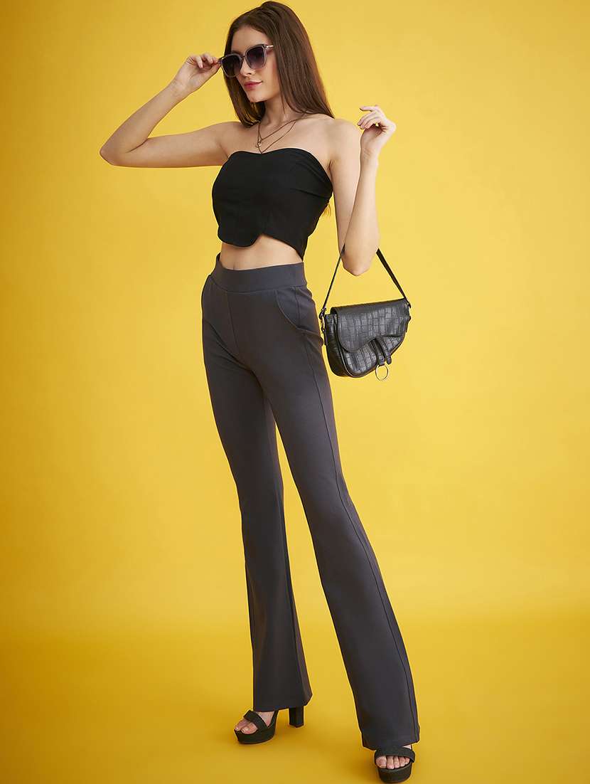 black solid boot cut trouser - 20288403 -  Standard Image - 4