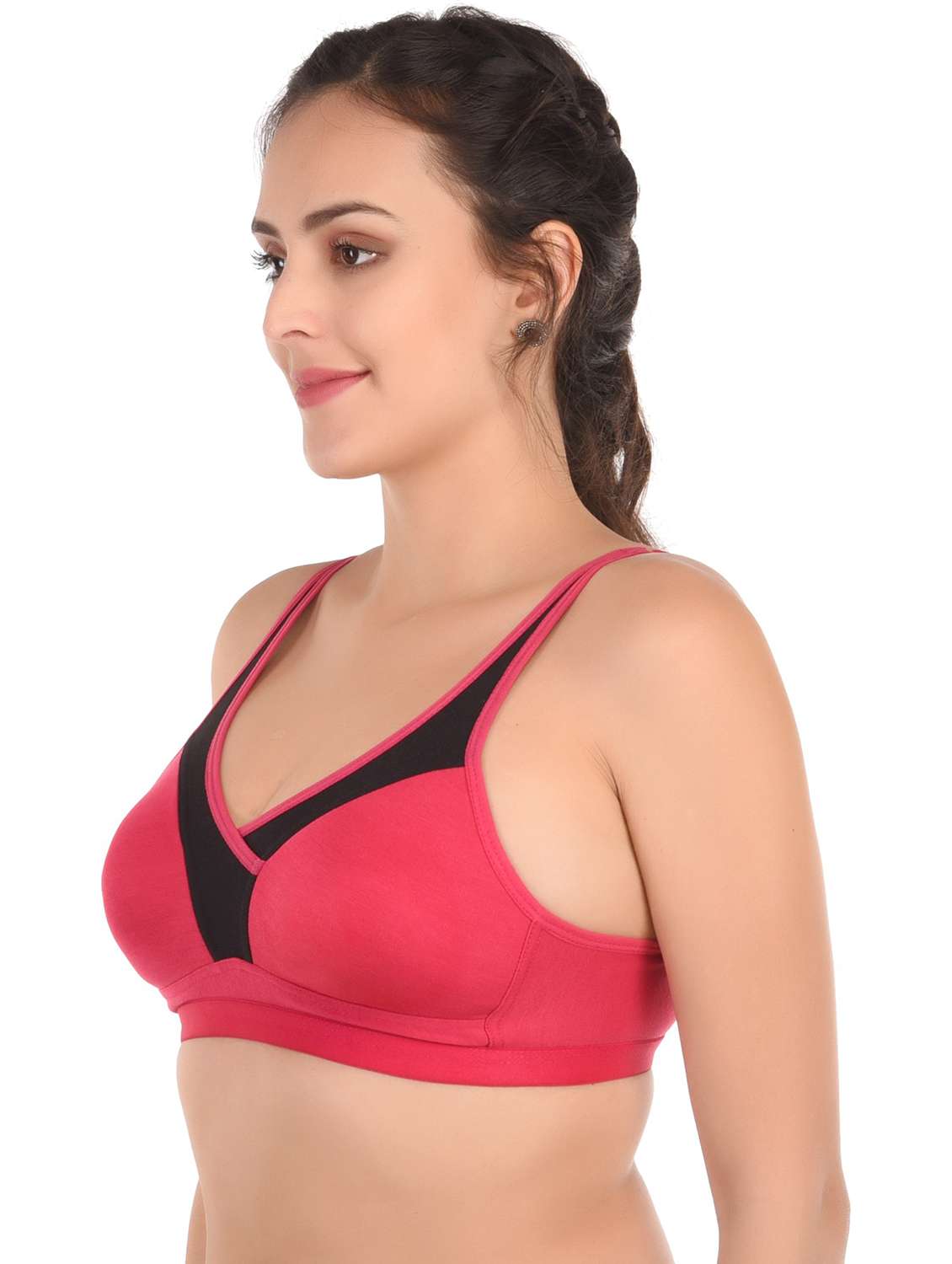 multi colored cotton blend sports bra - 20288618 -  Standard Image - 1