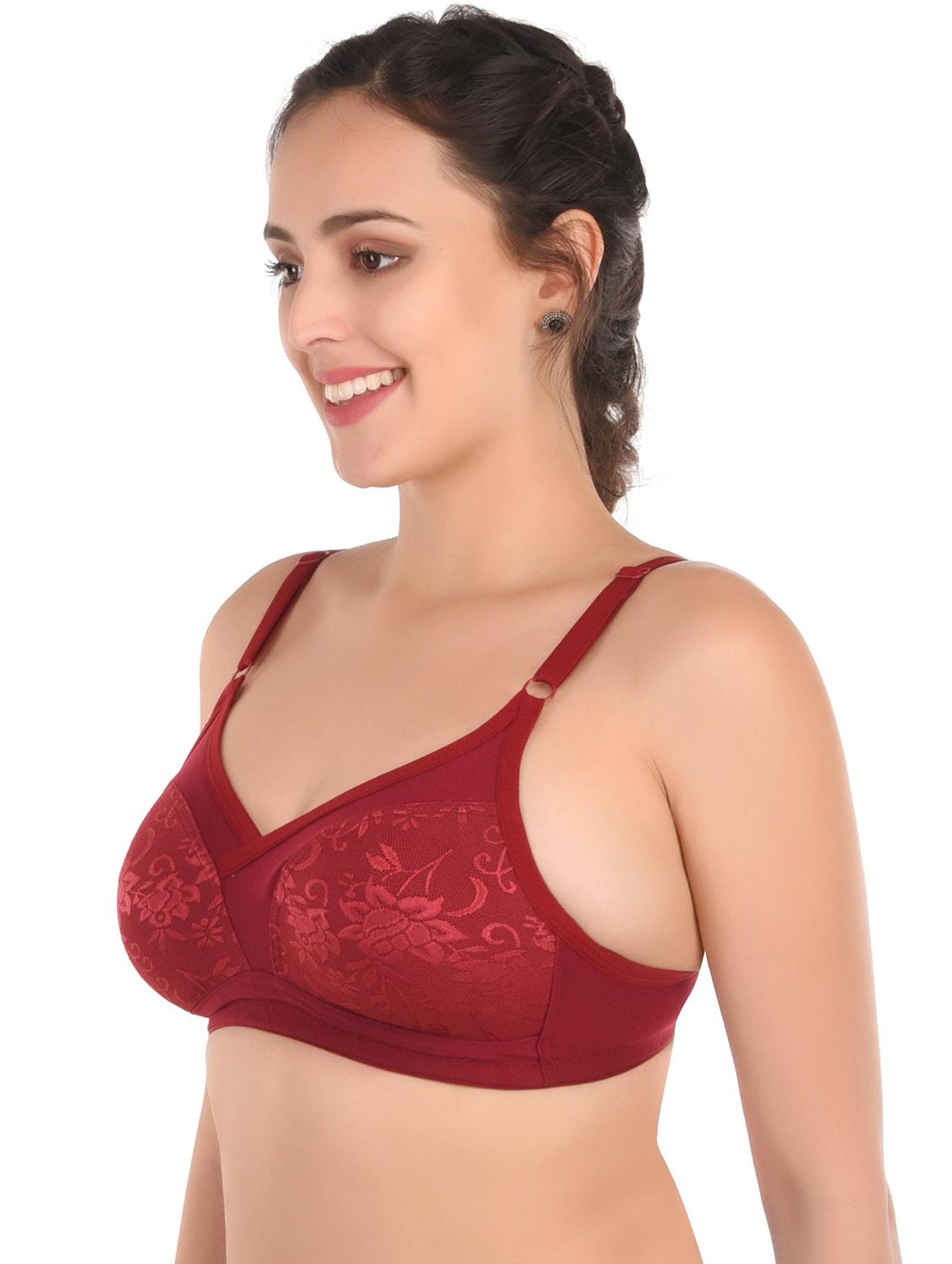 red cotton blend regular bra - 20288622 - Standard Image - 1