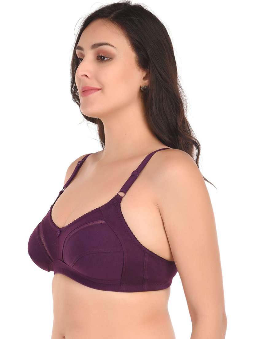 purple cotton blend regular bra - 20288634 -  Standard Image - 1