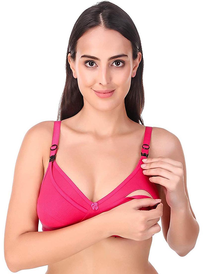 pink cotton blend maternitynursing bra - 20288639 - Standard Image - 1