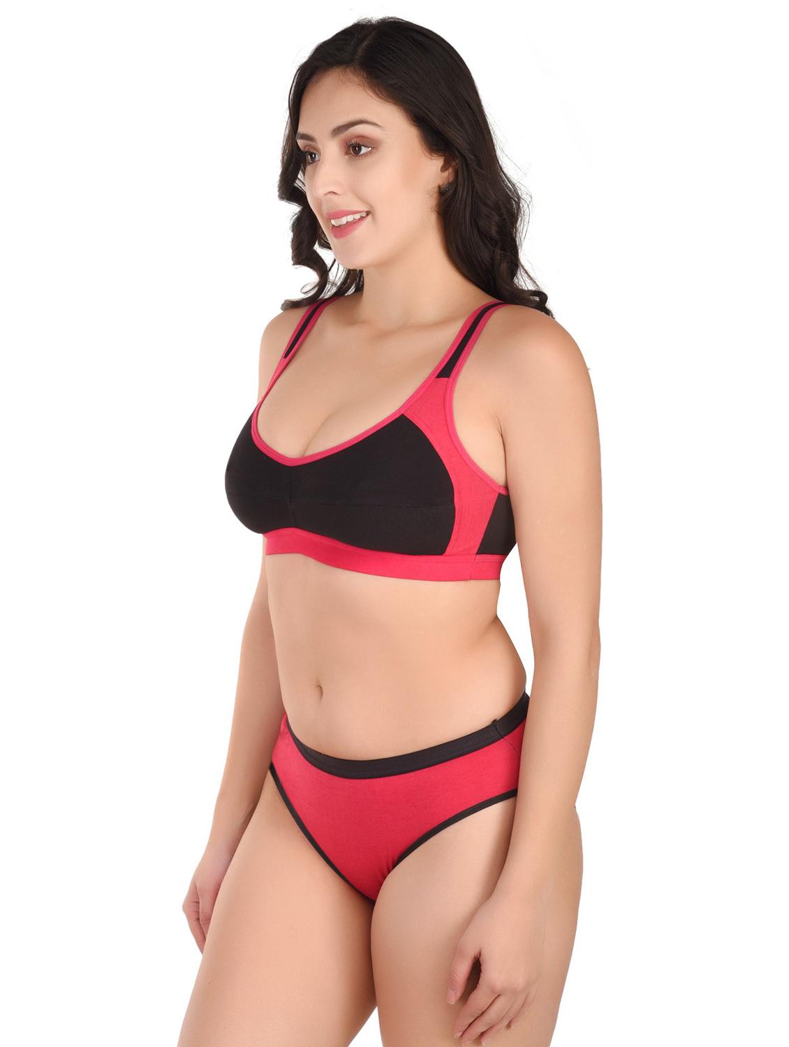 color block bra and panty set - 20288935 -  Standard Image - 1