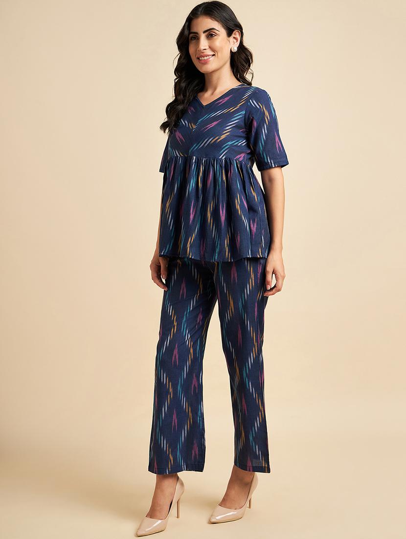 navy blue ikat pattern co-ords - 20289173 - Standard Image - 1