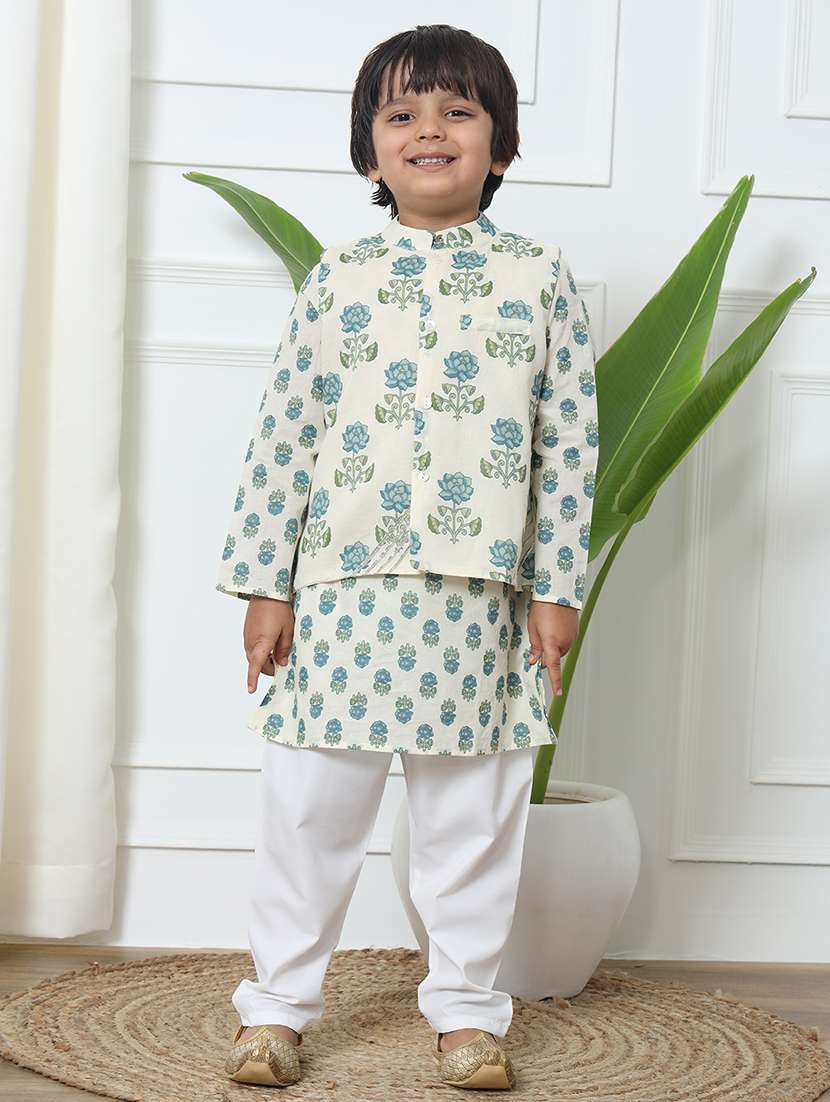 boys cotton kurta pajama with jacket