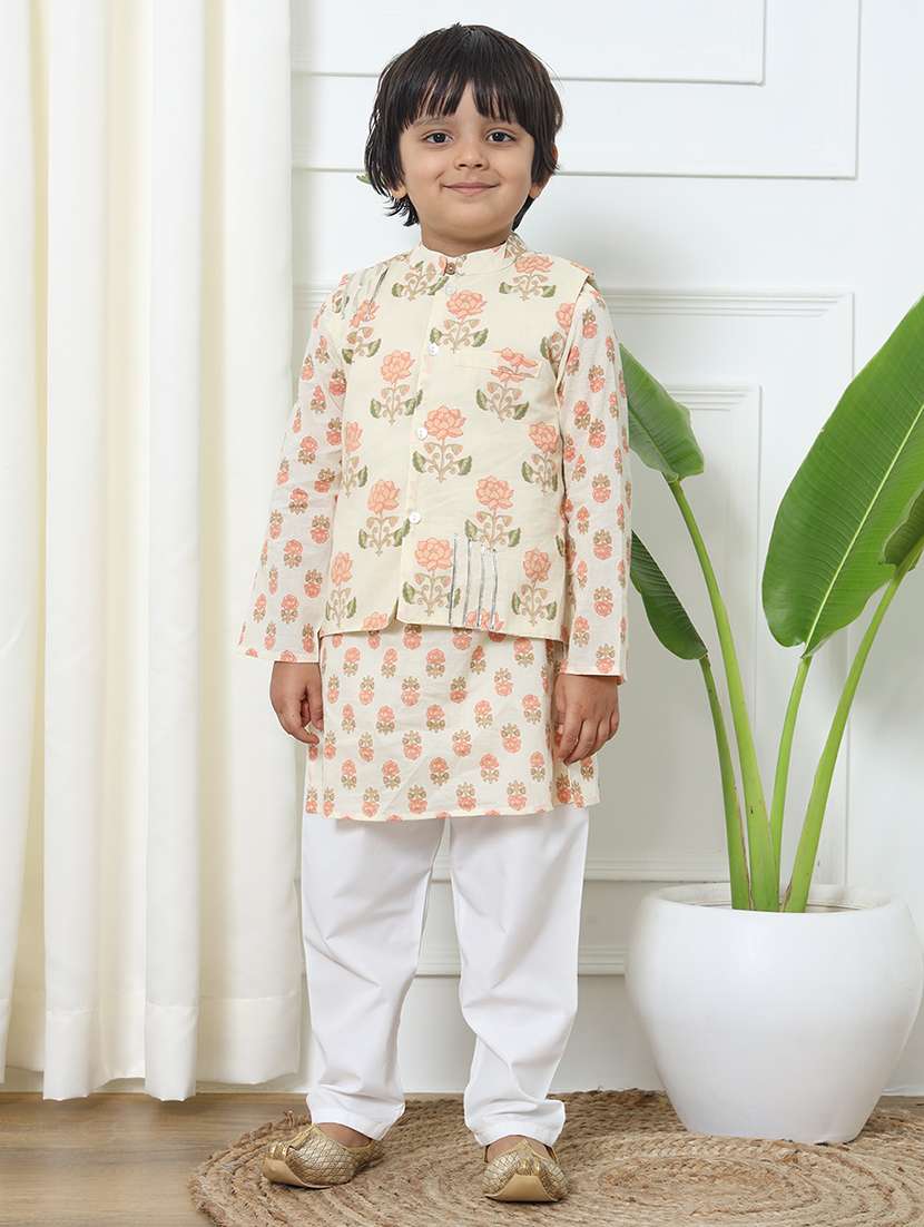 boys cotton kurta pajama with jacket
