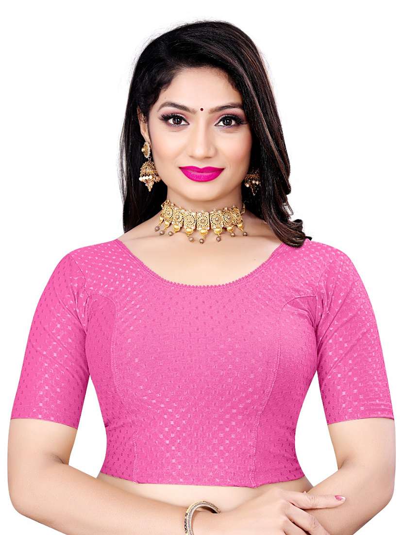 pink self designed regular stitched blouse