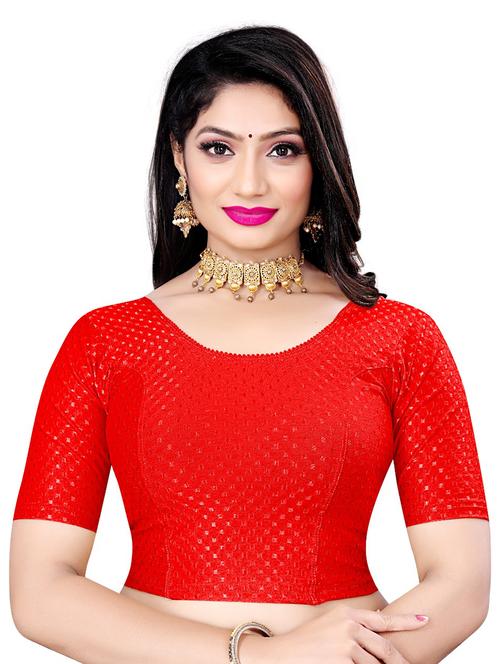red self designed regular stitched blouse - 20289696 - Standard Image - 0