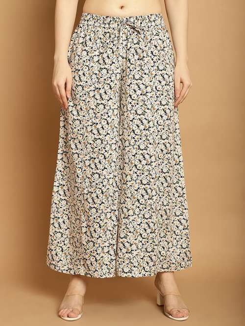 women floral print flared palazzo - 20289753 - Standard Image - 0
