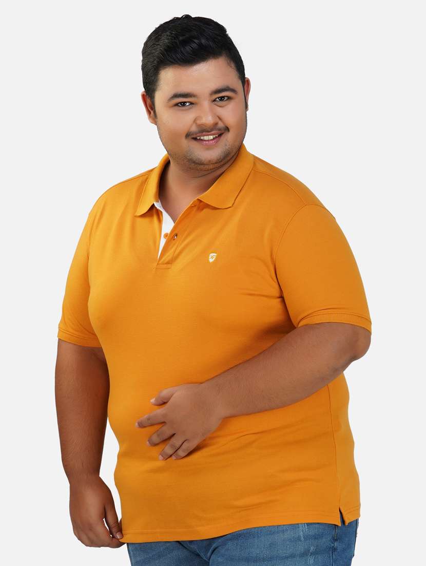 men mustard plus size polo t-shirt  - 20289808 -  Standard Image - 1