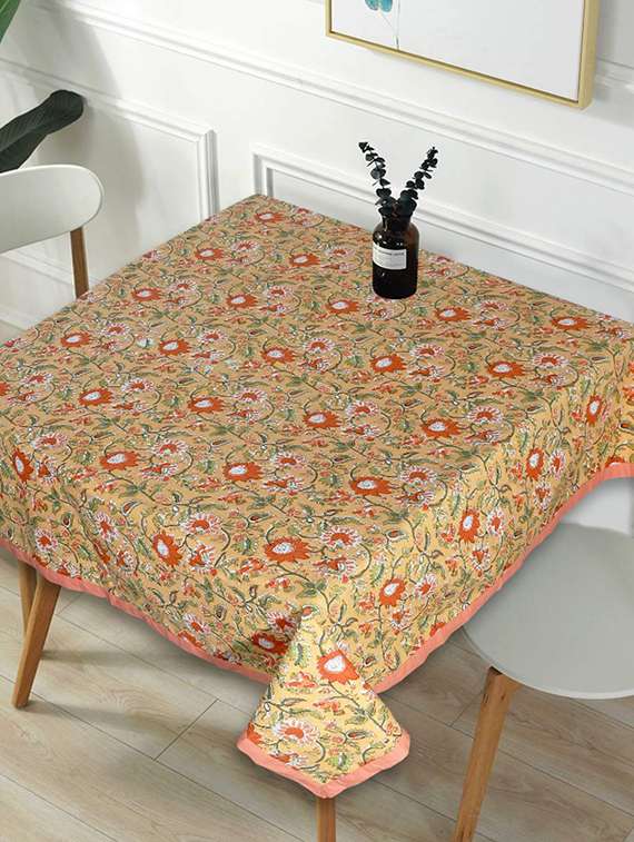 indhome life cotton square pack of 1  dining table cloth cover  4 seater, 60 x 60 inches