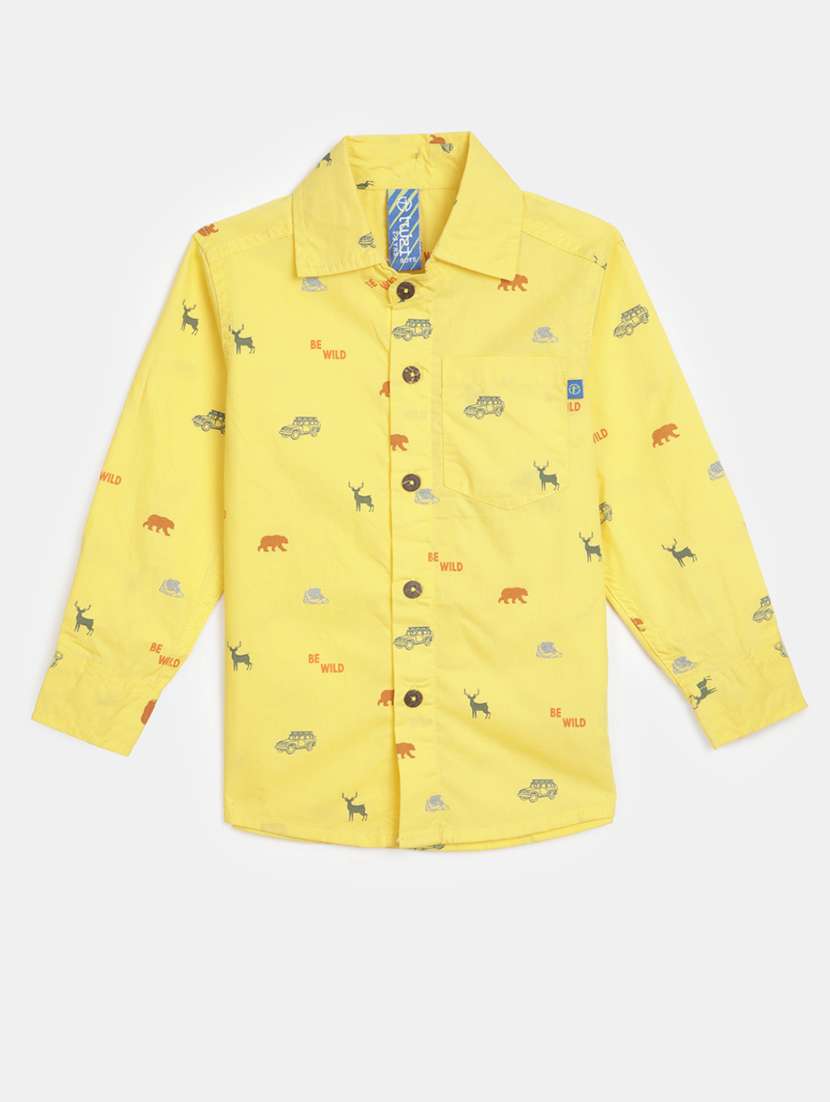 boys multi color printed cotton blend shirt