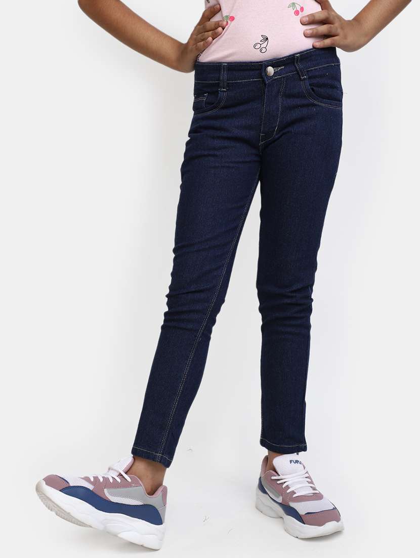 girls solid skinny fit jeans - 20290562 -  Standard Image - 1