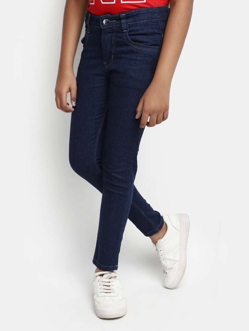girls solid skinny fit jeans - 20290568 -  Standard Image - 1