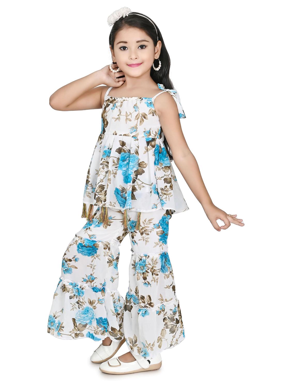 girls floral printed flared kurta & sharara set - 20291103 -  Standard Image - 1