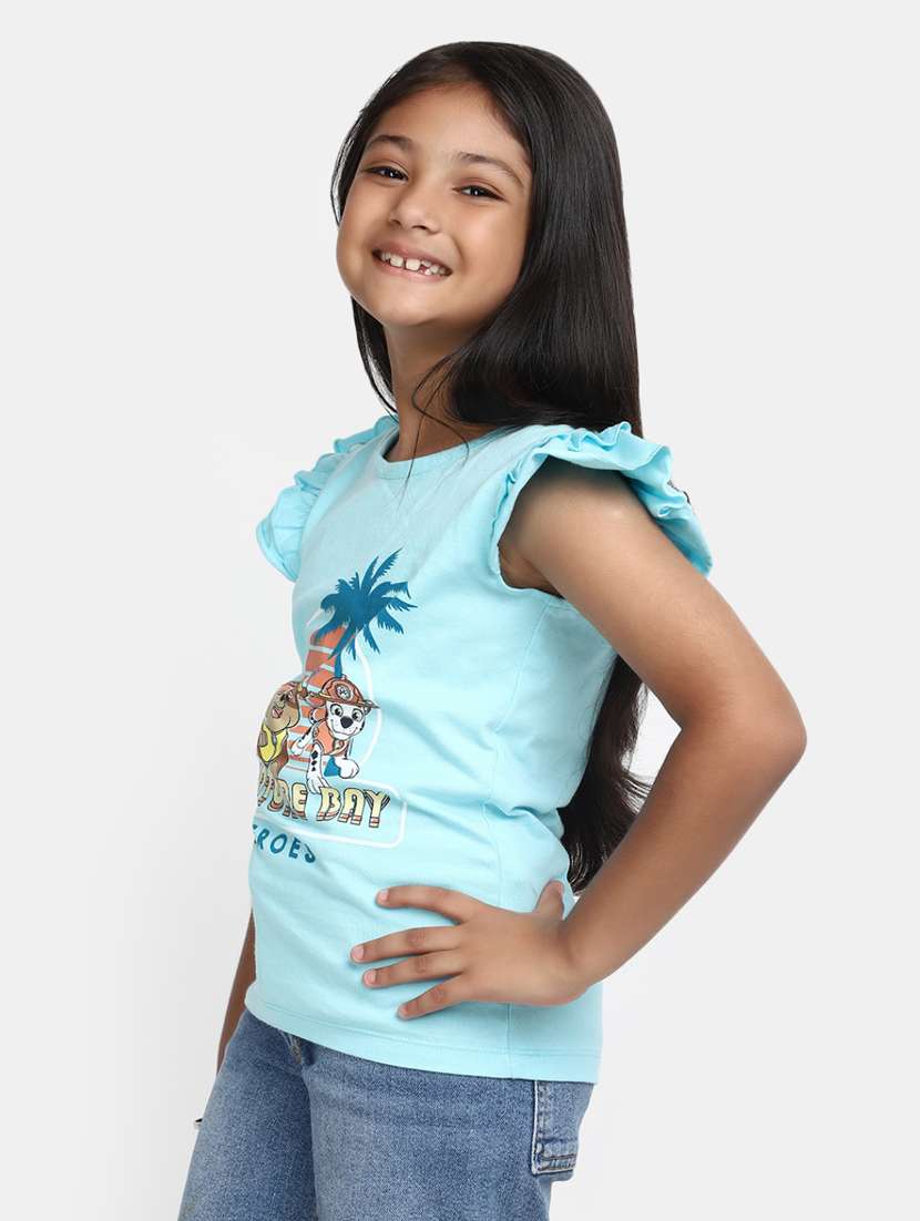 girls blue cotton regular tee - 20291212 -  Standard Image - 1