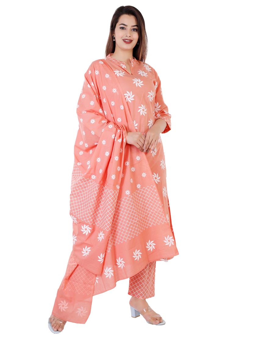 peach colored kurta pant set - 20291330 - Standard Image - 1