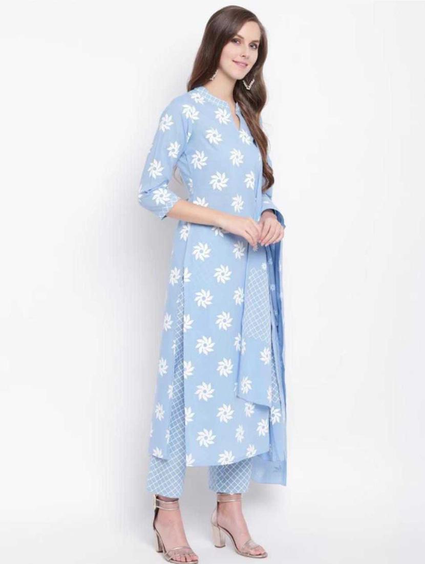 light blue colored kurta pant set - 20291331 - Standard Image - 1