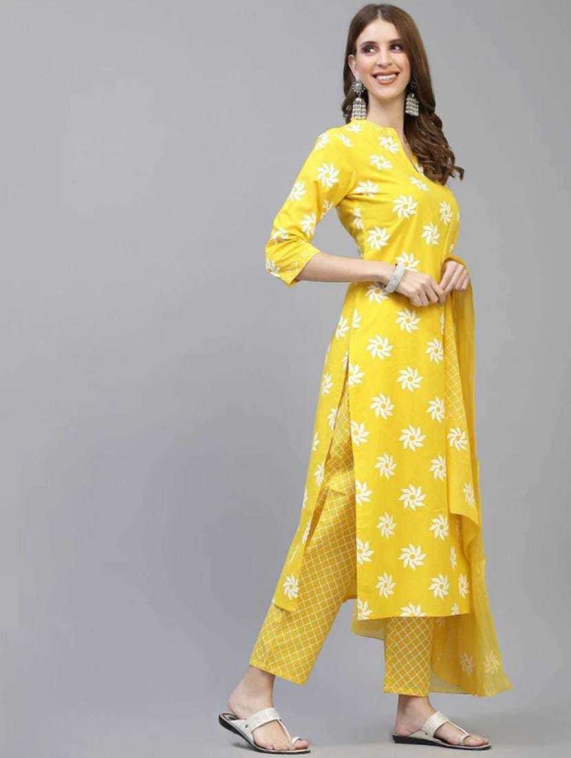 yellow colored kurta pant set - 20291332 -  Standard Image - 1