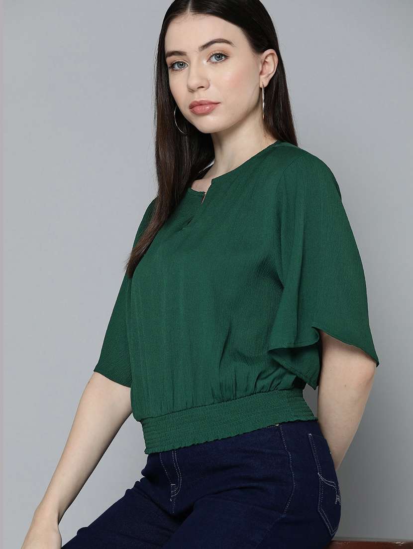women's crop notch neck top - 20291449 -  Standard Image - 1