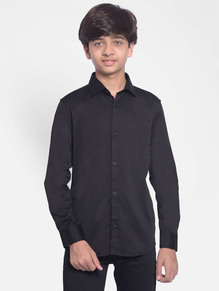 boys black poly cotton shirt