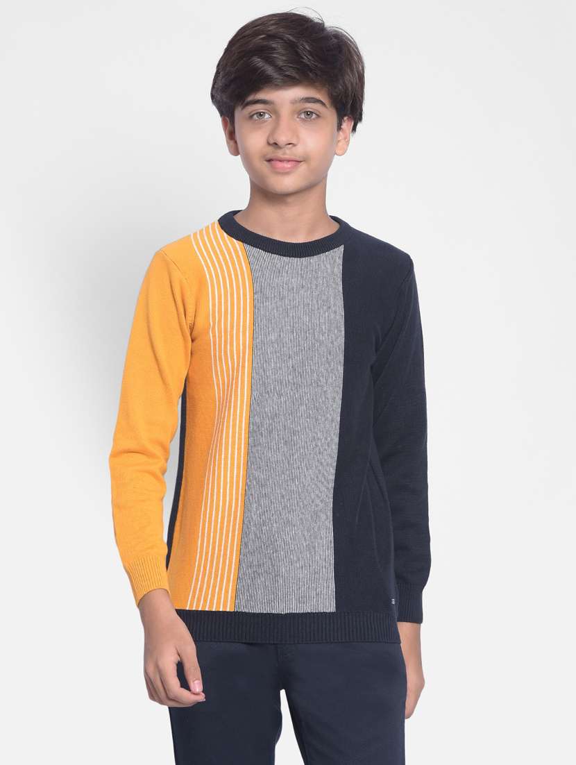 boys color block 100% cotton sweater
