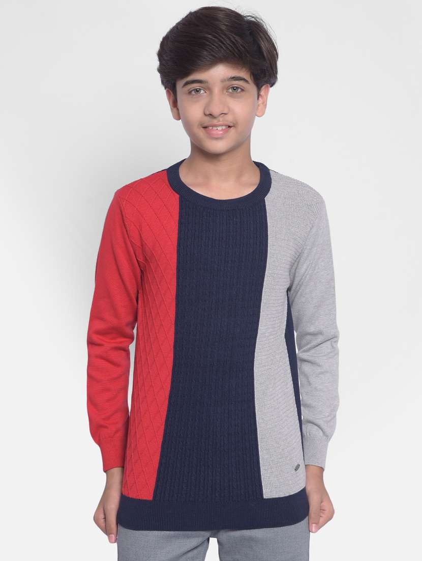 boys color block 100% cotton sweater