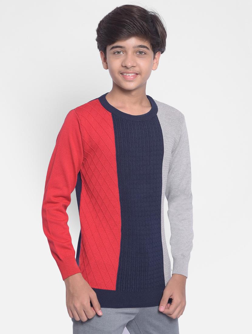 boys color block 100% cotton sweater - 20292451 - Standard Image - 1