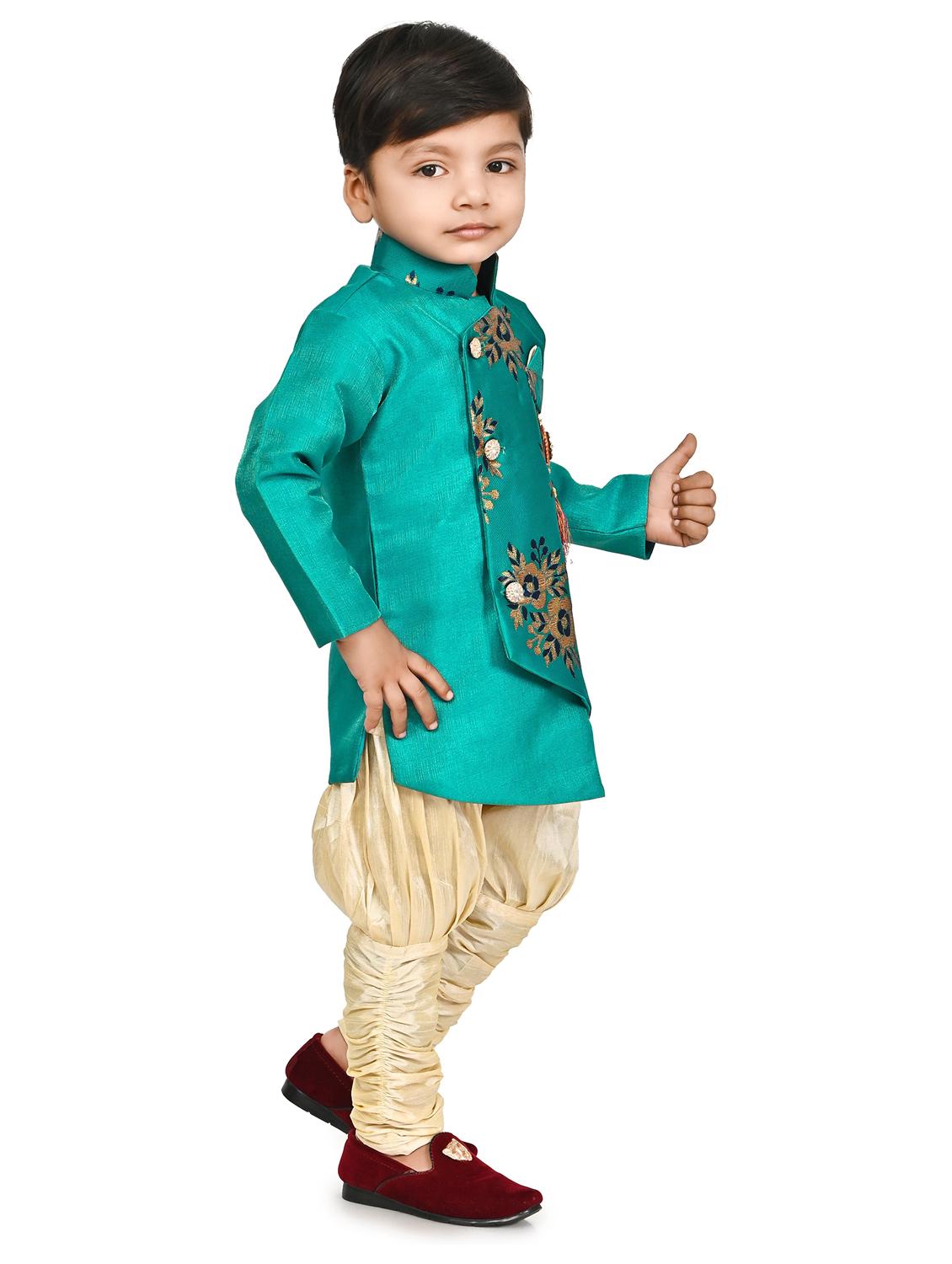 boys self design sherwani set - 20292759 - Standard Image - 1