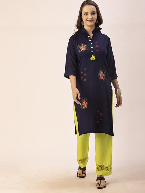 women embroidered straight kurta - 20293326 -  Standard Image - 0