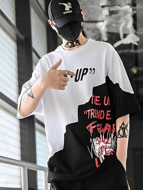 men white oversized front & back printed t-shirt - 20293532 -  Standard Image - 0