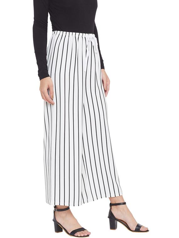 white stripes wide leg trouser - 20294247 - Standard Image - 1