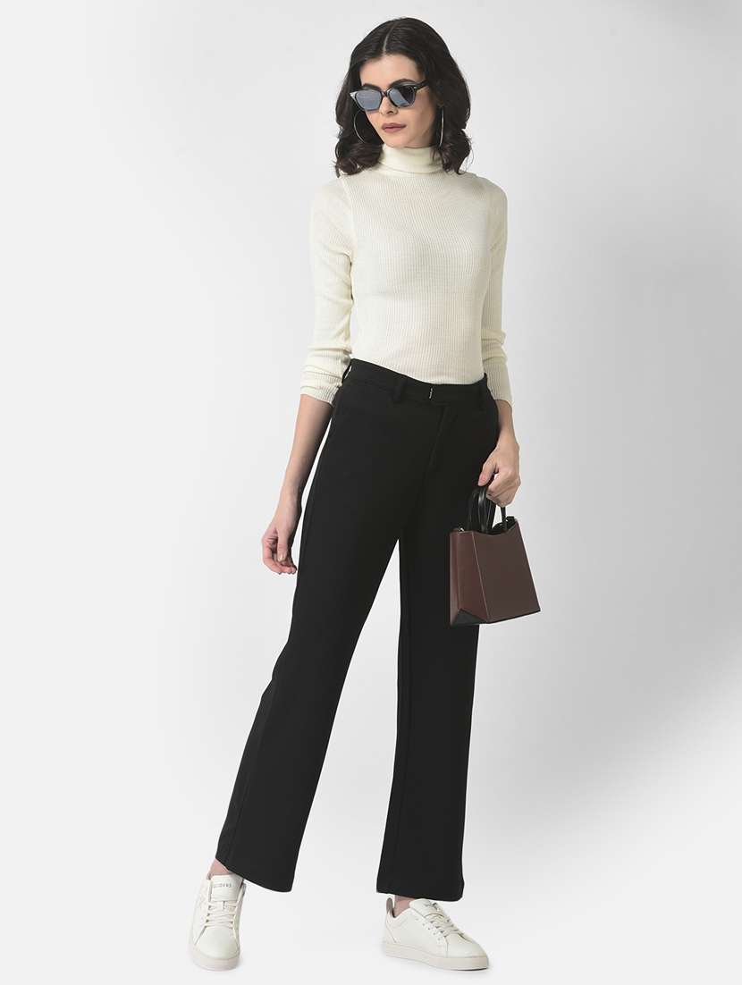 black solid flat front trouser - 20294254 -  Standard Image - 4
