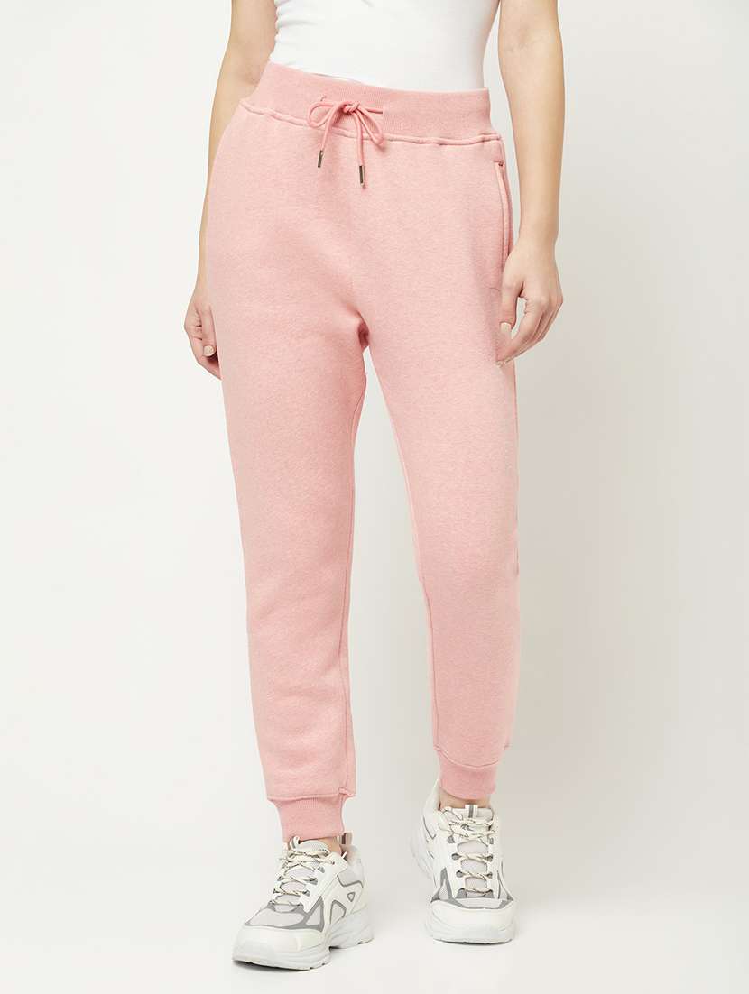 pink solid regular fit jogger