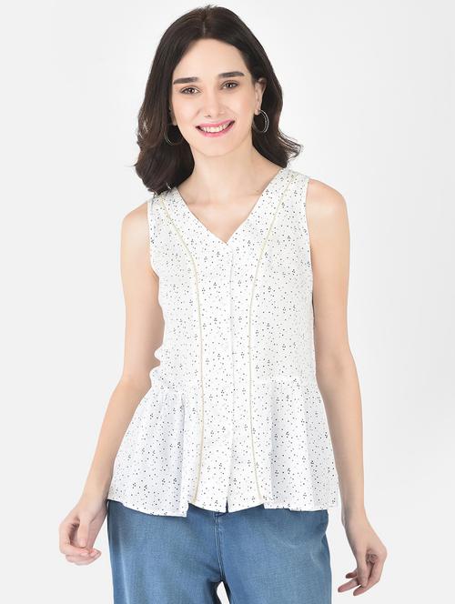 women white viscose peplum top - 20294889 -  Standard Image - 0