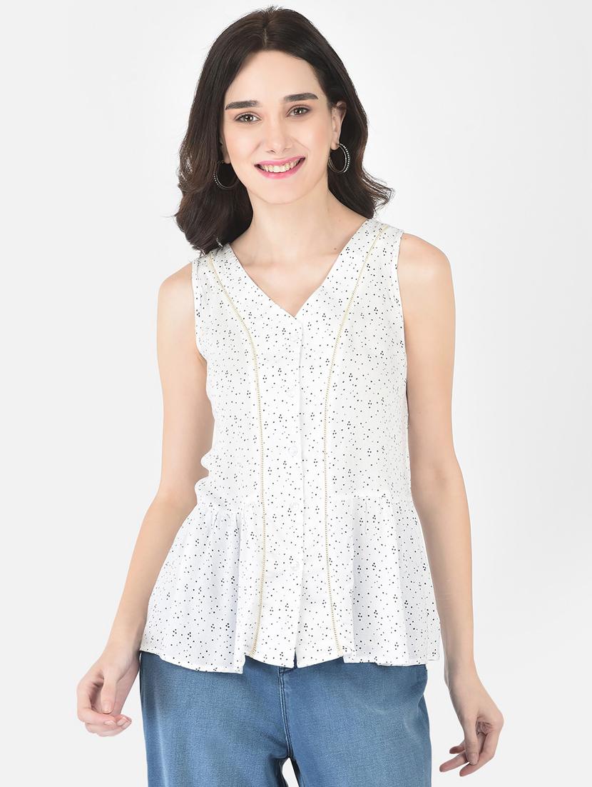 women white viscose peplum top - 20294889 -  Zoom Image - 0