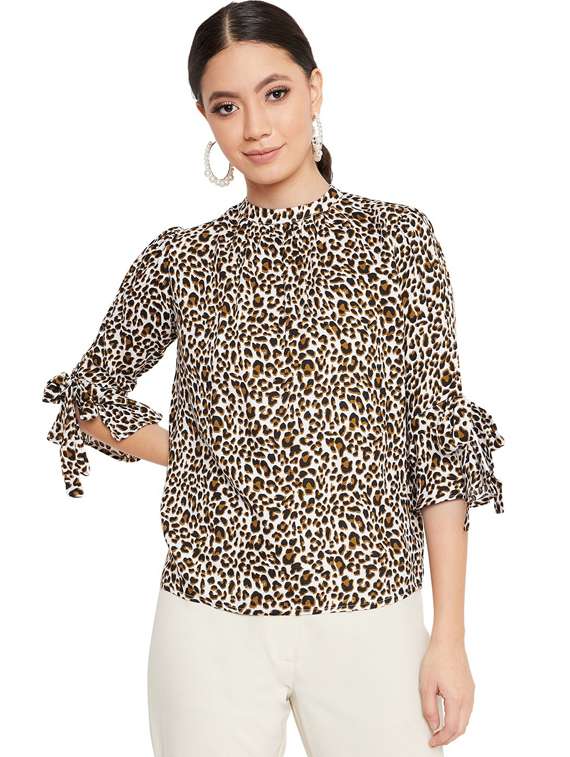 beige polyester regular top