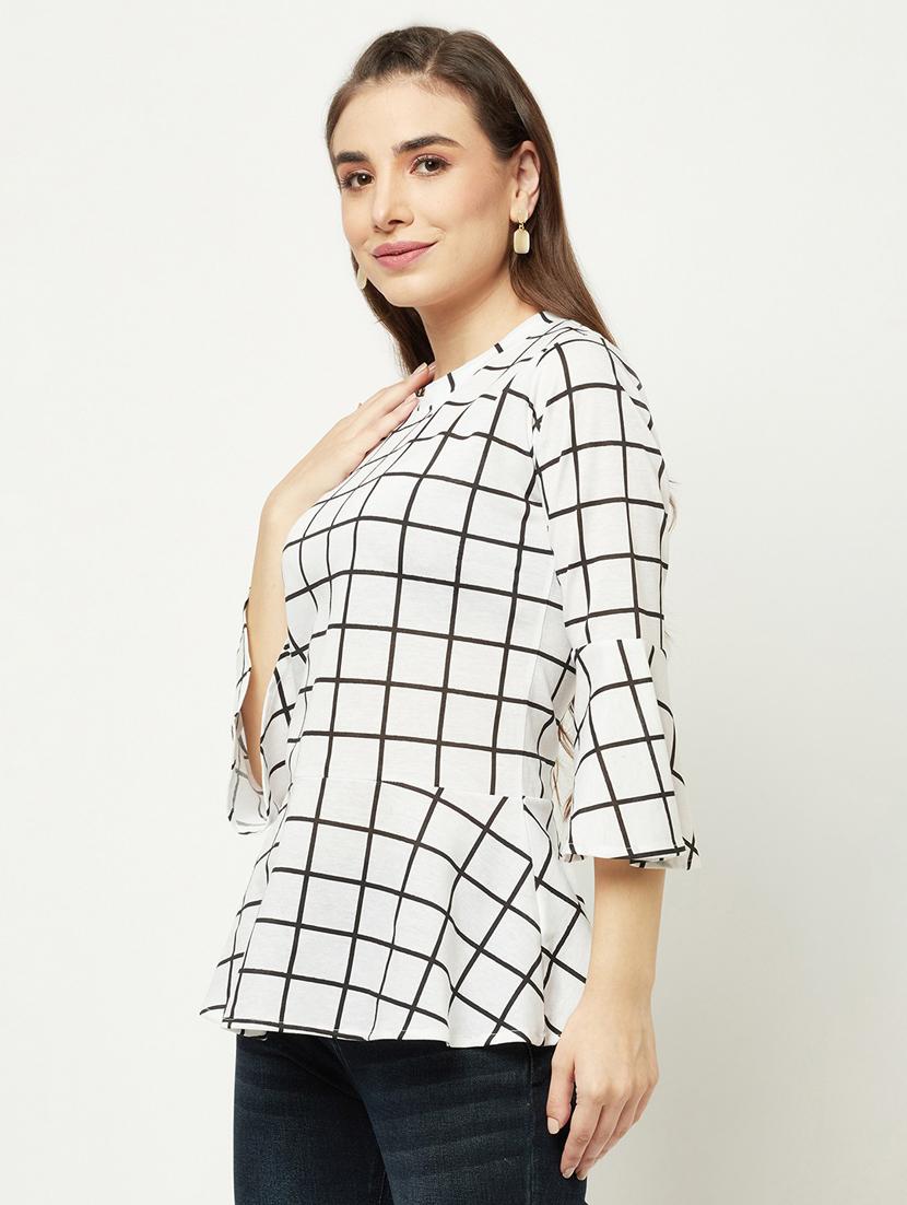 white checkered regular top - 20294898 -  Standard Image - 1