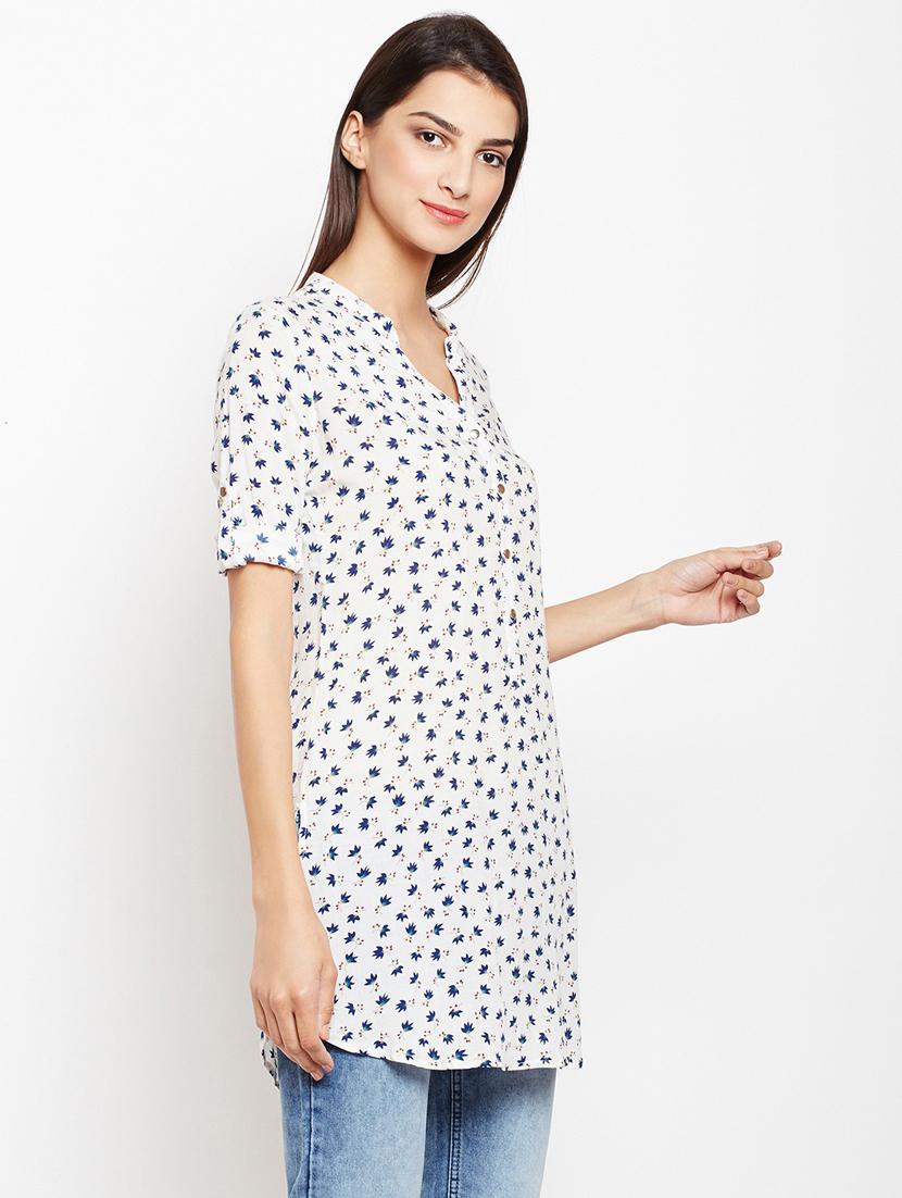 white floral regular tunic - 20294903 -  Standard Image - 1
