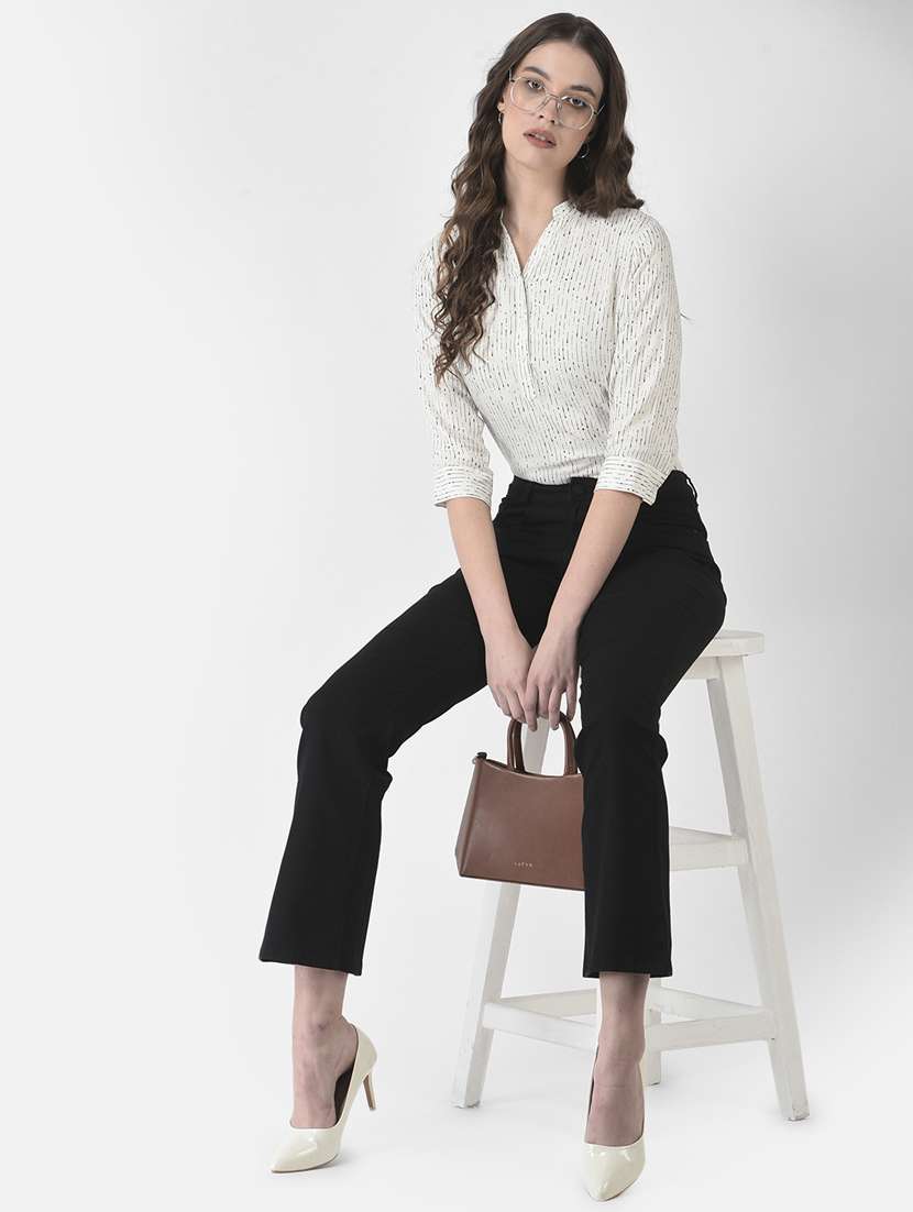 White Cotton Blend Regular Top - 20294909 -  Standard Image - 4